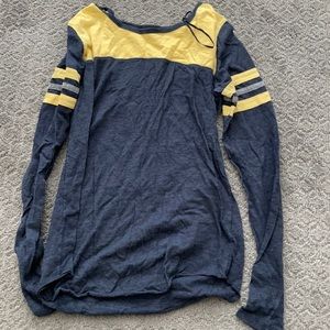 Yellow and gray baseball tee shirt